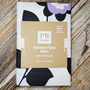 Pottery Barn PB Teen Art Nouveau Floral Purple Sham Cotton Standard 20" x 26"